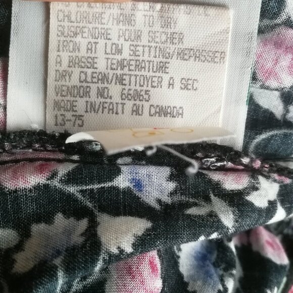 Vintage floral long full skirt 90s grunge half elastic waist made in Canada - Picture 5 of 7